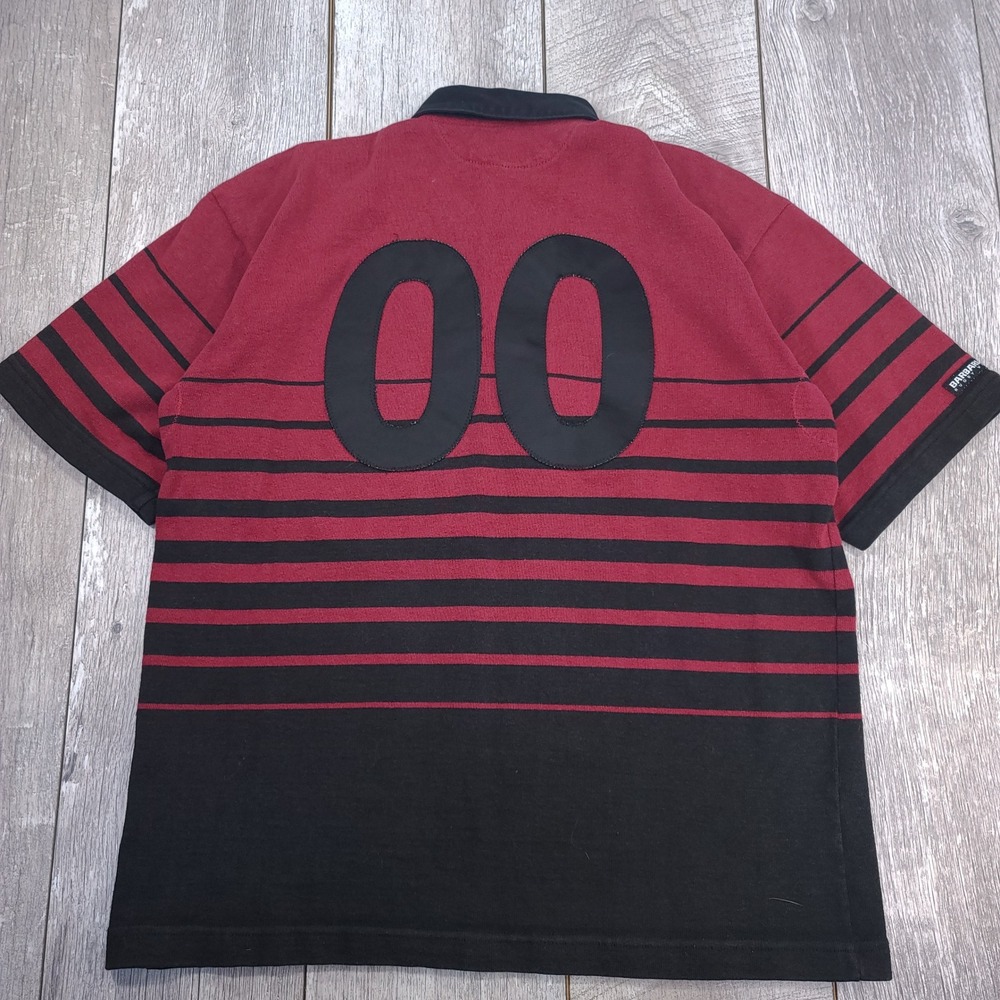 Barbarian Rugby Shirt Mens XL Burgundy Black Striped Short Sleeve WRFC 00